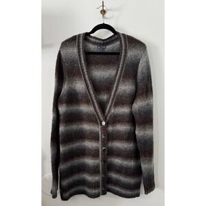 THE GAP Striped Cardigan Sweater Womens XL Brown Gray Relaxed Comfy Button Front